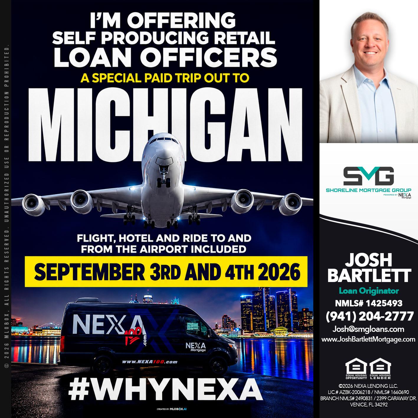 MICHIGAN - Josh Bartlett -Branch Manager/Mortgage Advisor